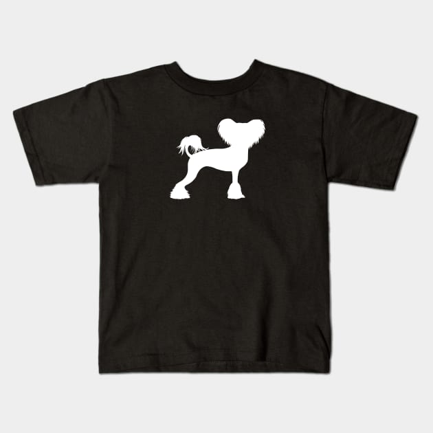 White Chinese Crested Dog Silhouette Kids T-Shirt by Coffee Squirrel